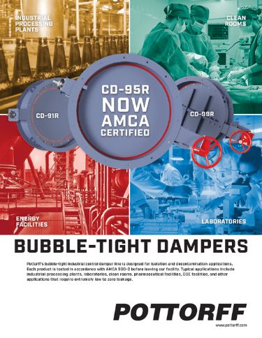 Designed for decontamination applications. Lowest leakage in accordance with AMCA 500-D